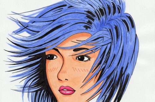 Comic girl marker art